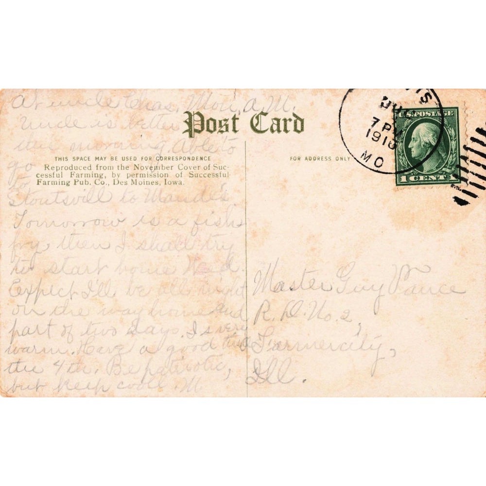 Vintage 1910 Sunday Morn Postcard Successful Farming Charles A MacLellan VG- - Picture 2 of 2